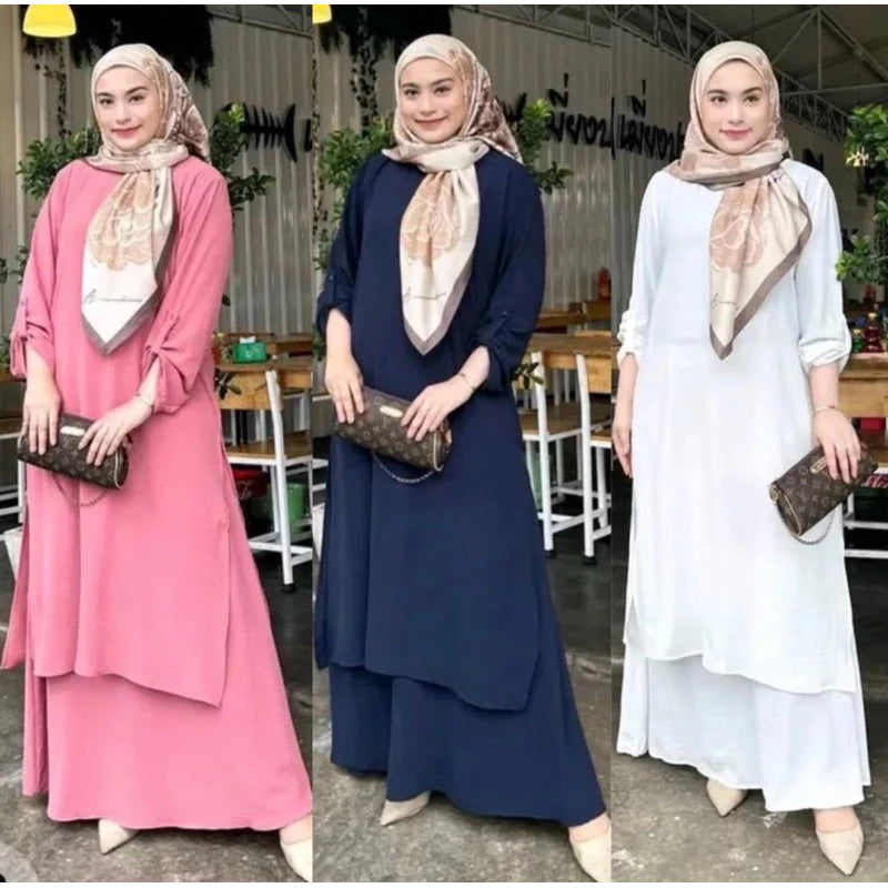 Bella Set Muslimah Plain Ironless Labuh